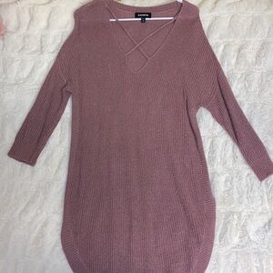 Express Pink Crisscross Oversized Sweater Women’s Size M